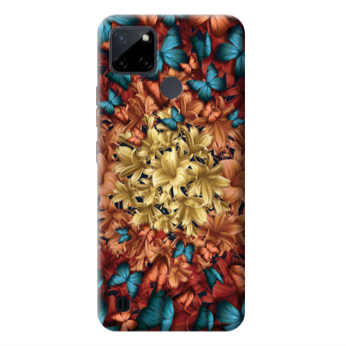 Realme C25Y Blue butterflies Transparent Silicone TPU Θήκη