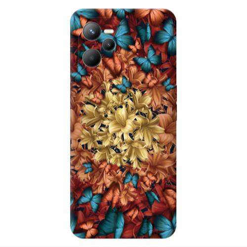 Realme C35 Blue butterflies Transparent Silicone TPU Θήκη