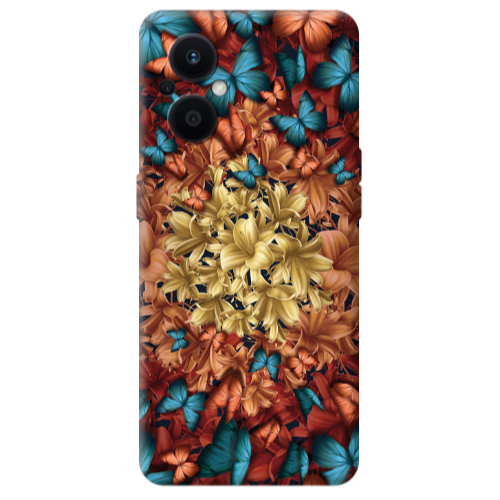 Oppo Reno 7 Lite Blue butterflies Transparent Silicone TPU Θήκη