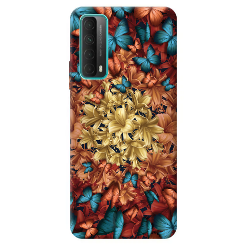 Huawei P Smart 2021 Blue butterflies Transparent Silicone TPU Θήκη