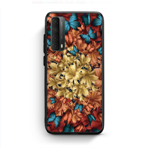 Huawei P Smart 2021 Blue butterflies Black Glossy Θήκη