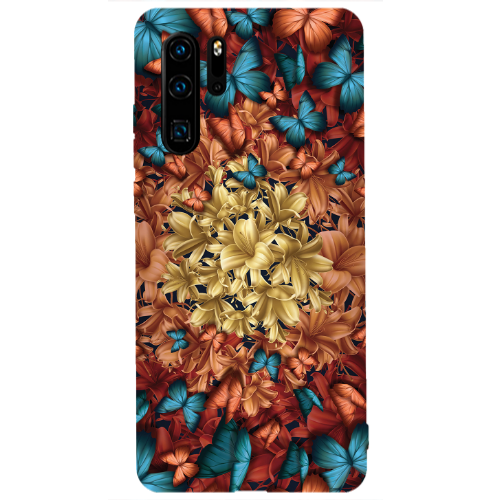 Huawei P30 Pro Blue butterflies Transparent Silicone TPU Θήκη