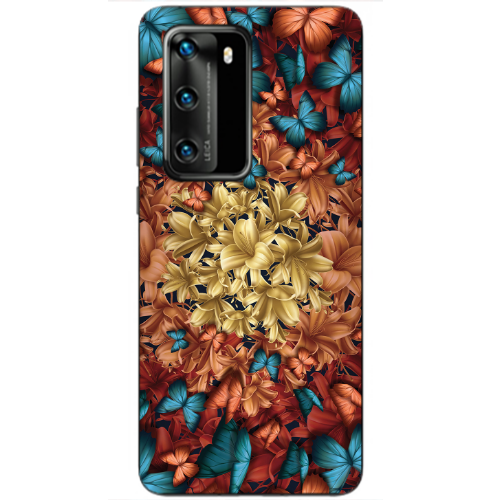 Huawei P40 Blue butterflies Transparent Silicone TPU Θήκη