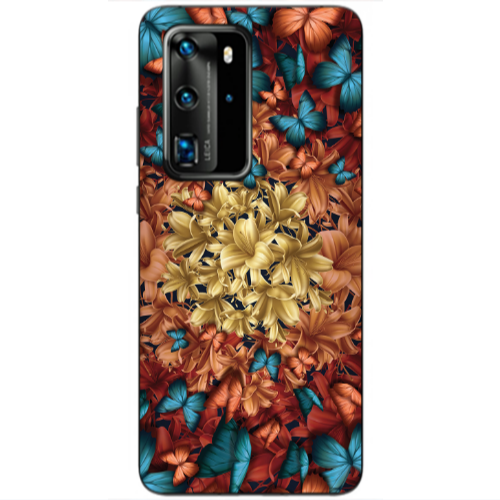 Huawei P40 Pro Blue butterflies Transparent Silicone TPU Θήκη