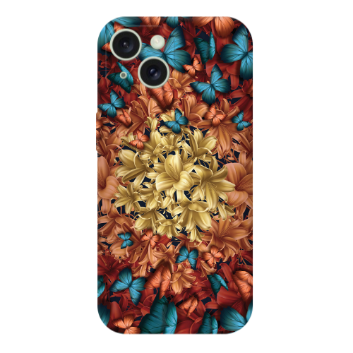 Apple iPhone 15 Blue butterflies Transparent Silicone TPU Θήκη