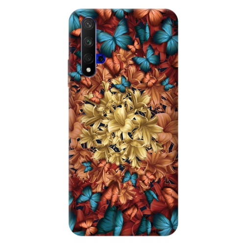 Huawei Nova 5 T Blue butterflies Transparent Silicone TPU Θήκη