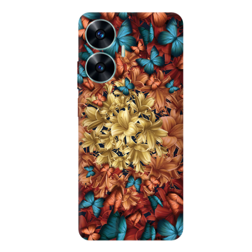 Realme C55 Blue butterflies Transparent Silicone TPU Θήκη