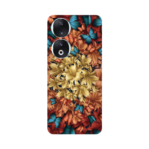 Honor 90 5G Blue butterflies Transparent Silicone TPU Θήκη