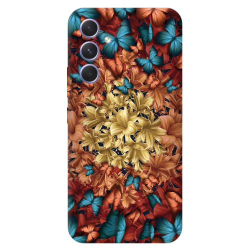 Samsung A55 Blue butterflies Transparent Silicone TPU Θήκη