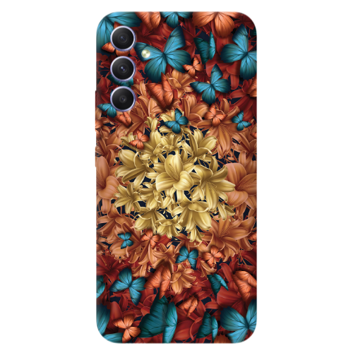 Samsung A25 Blue butterflies Transparent Silicone TPU Θήκη