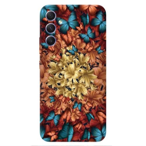 Samsung A16 Blue butterflies Transparent Silicone TPU Θήκη