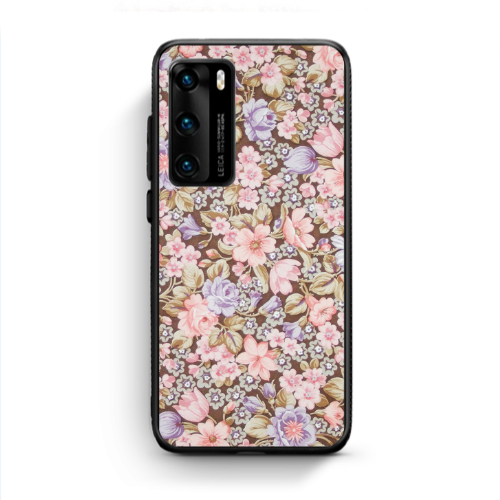 Huawei P40 Blue Roses Black Glossy Θήκη