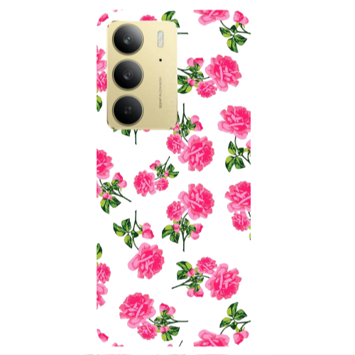 Realme C 75 Roses White Transparent Silicone TPU Θήκη