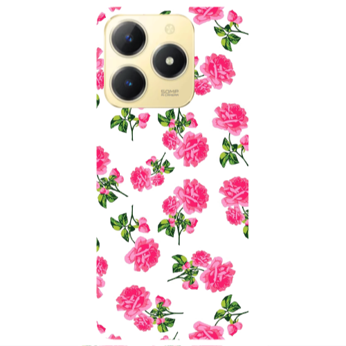 Realme C61 Roses White Transparent Silicone TPU Θήκη