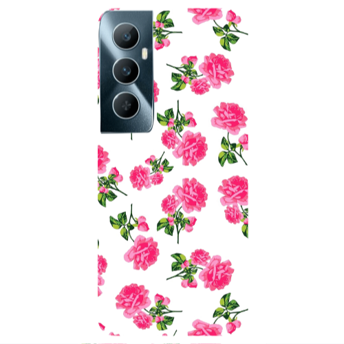 Realme C65 Roses White Transparent Silicone TPU Θήκη