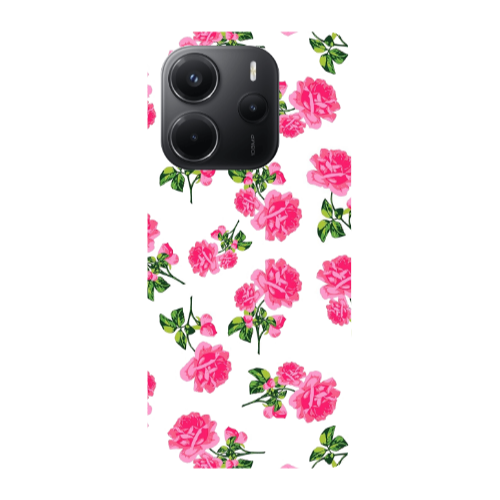 Xiaomi Redmi Note 14 Roses White Transparent Silicone TPU Θήκη