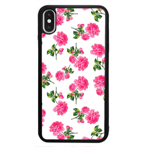 Apple iPhone X Roses White Black Glossy Θήκη
