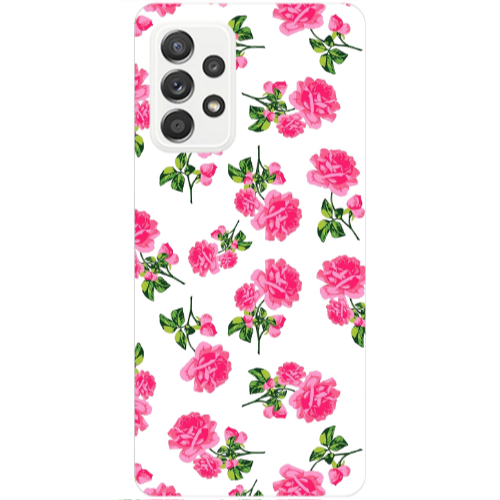 Samsung A52 Roses White Transparent Silicone TPU Θήκη
