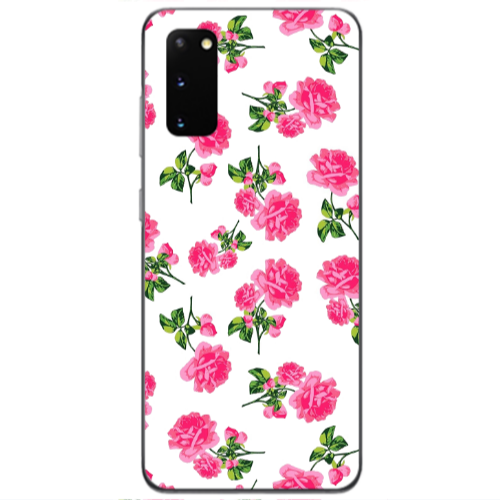 Samsung S20 Roses White Transparent Silicone TPU Θήκη