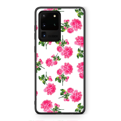 Samsung S20 Ultra Roses White Black Glossy Θήκη