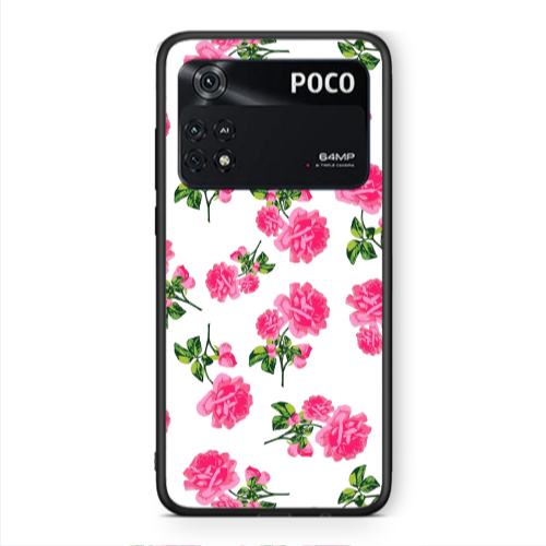 Xiaomi Poco M4 Pro 4G Roses White Black Glossy Θήκη