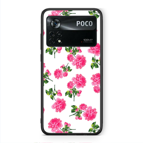 Xiaomi Poco X4 Pro Roses White Black Glossy Θήκη