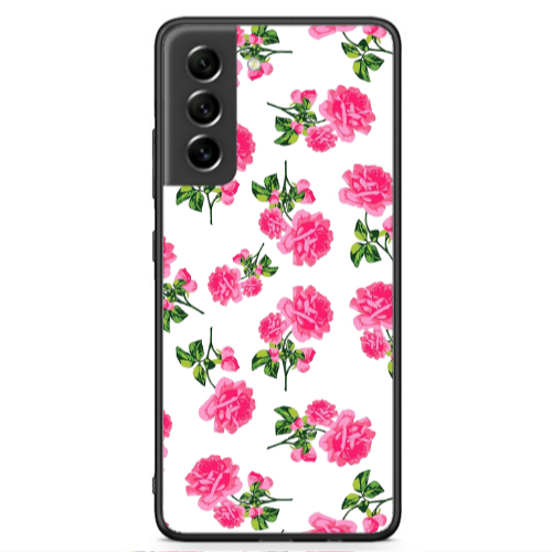 Samsung S21 FE Roses White Black Glossy Θήκη