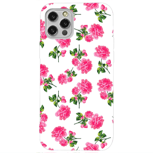 Apple iPhone 12 Pro Roses White Transparent Silicone TPU Θήκη