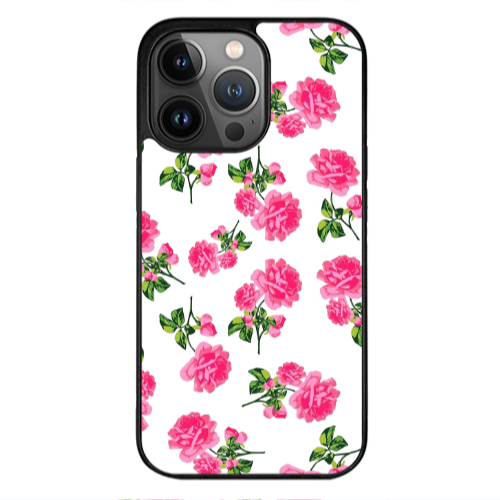 Apple iPhone 12 Pro Max Roses White Black Glossy Θήκη