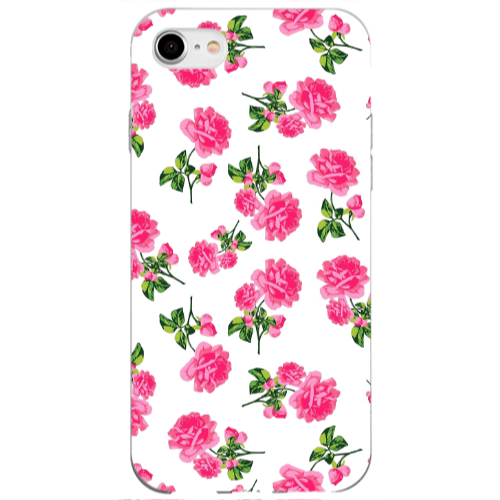 Apple iPhone 7 Roses White Transparent Silicone TPU Θήκη