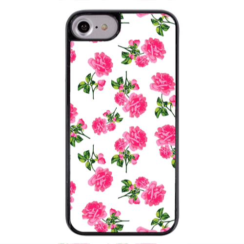 Apple iPhone 7 Roses White Black Glossy Θήκη