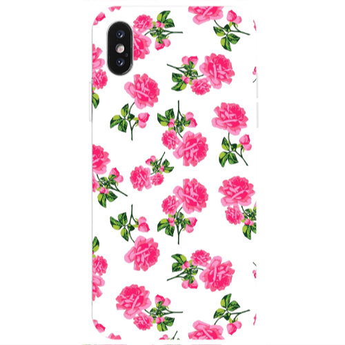 Apple iPhone Xs Roses White Transparent Silicone TPU Θήκη