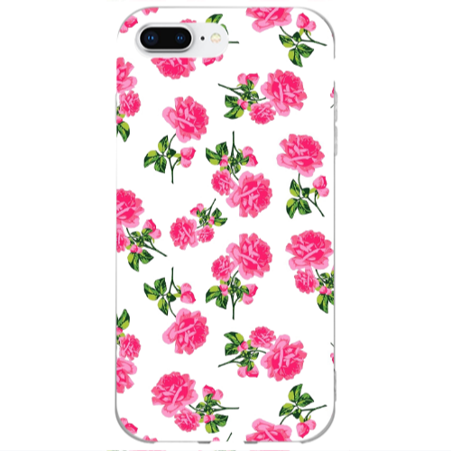 Apple iPhone 7 Plus Roses White Transparent Silicone TPU Θήκη