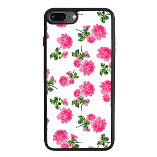 Apple iPhone 7 Plus Roses White Black Glossy Θήκη