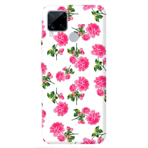 Realme C25S Roses White Transparent Silicone TPU Θήκη
