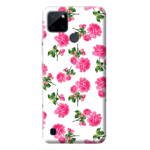 Realme C25Y Roses White Transparent Silicone TPU Θήκη