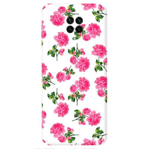 Xiaomi Redmi Note 9S Roses White Transparent Silicone TPU Θήκη