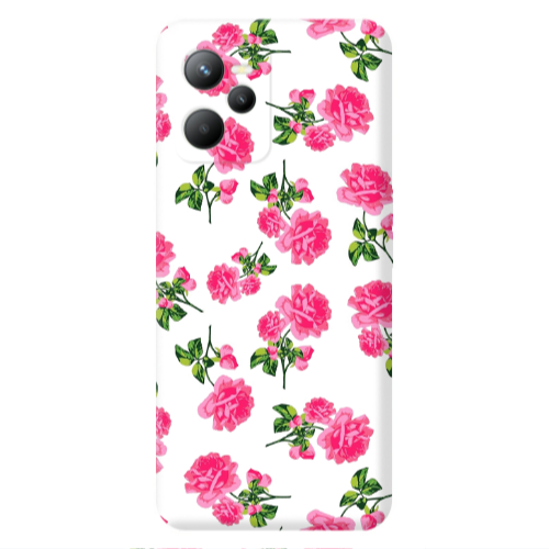 Realme C35 Roses White Transparent Silicone TPU Θήκη