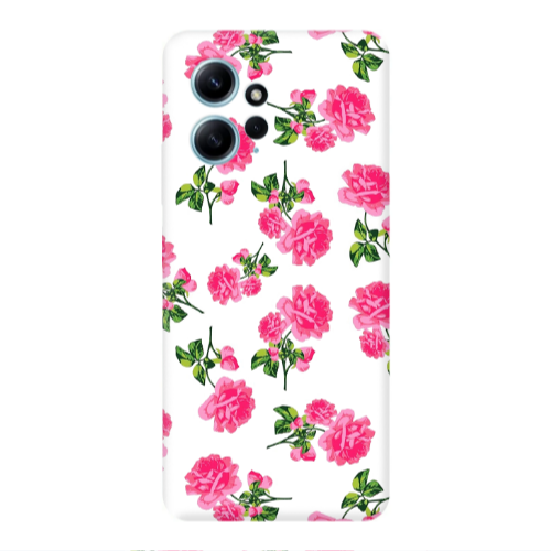 Xiaomi Redmi Note 12 4G Roses White Transparent Silicone TPU Θήκη