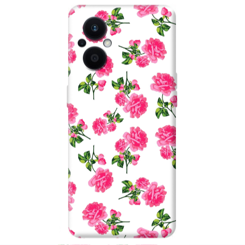 Oppo Reno 7 Lite Roses White Transparent Silicone TPU Θήκη