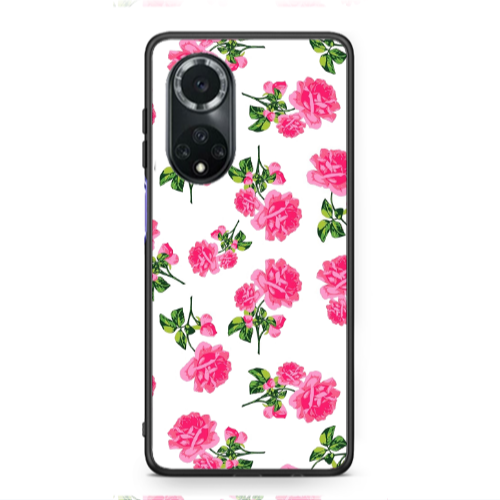 Huawei Nova 9 Roses White Black Glossy Θήκη