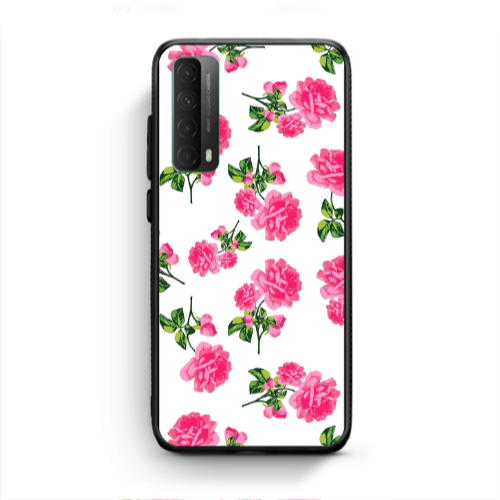 Huawei P Smart 2021 Roses White Black Glossy Θήκη