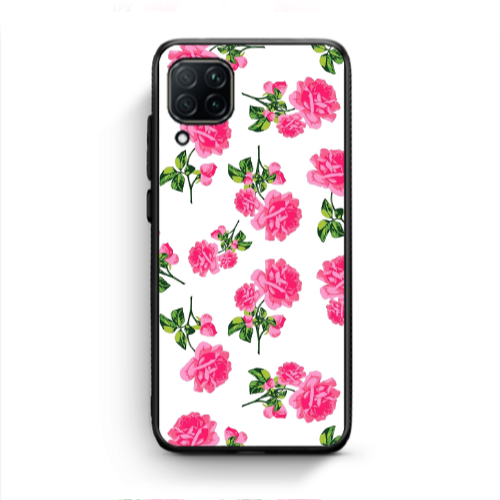 Huawei P40 Lite Roses White Black Glossy Θήκη