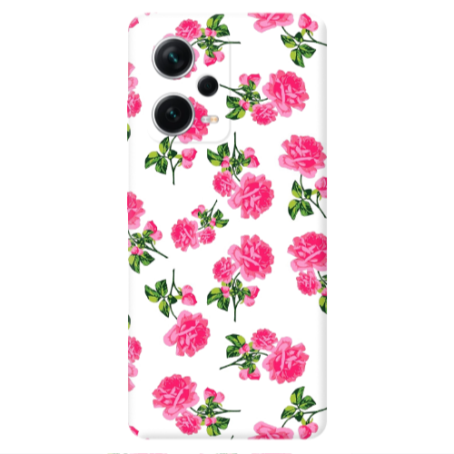 Xiaomi Redmi Note 12 5G Roses White Transparent Silicone TPU Θήκη