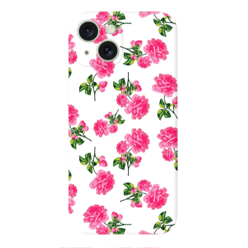 Apple iPhone 15 Roses White Transparent Silicone TPU Θήκη