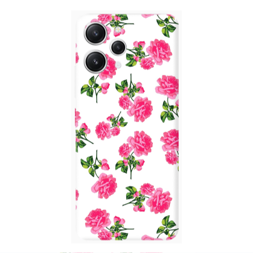 Xiaomi Redmi 12 Roses White Transparent Silicone TPU Θήκη
