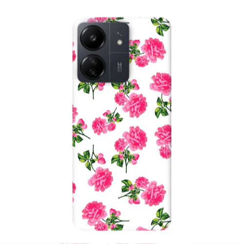 Xiaomi Redmi 13C Roses White Transparent Silicone TPU Θήκη