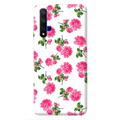 Huawei Nova 5 T Roses White Transparent Silicone TPU Θήκη
