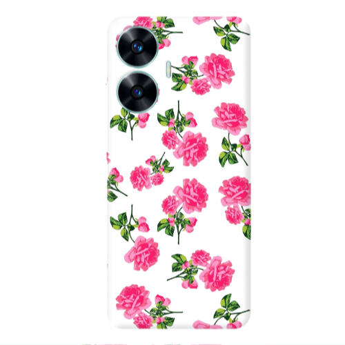 Realme C55 Roses White Transparent Silicone TPU Θήκη
