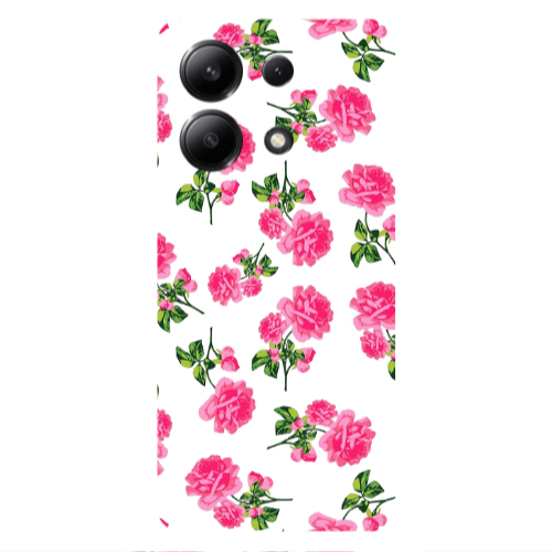 Xiaomi Redmi Note 13 4G Roses White Transparent Silicone TPU Θήκη
